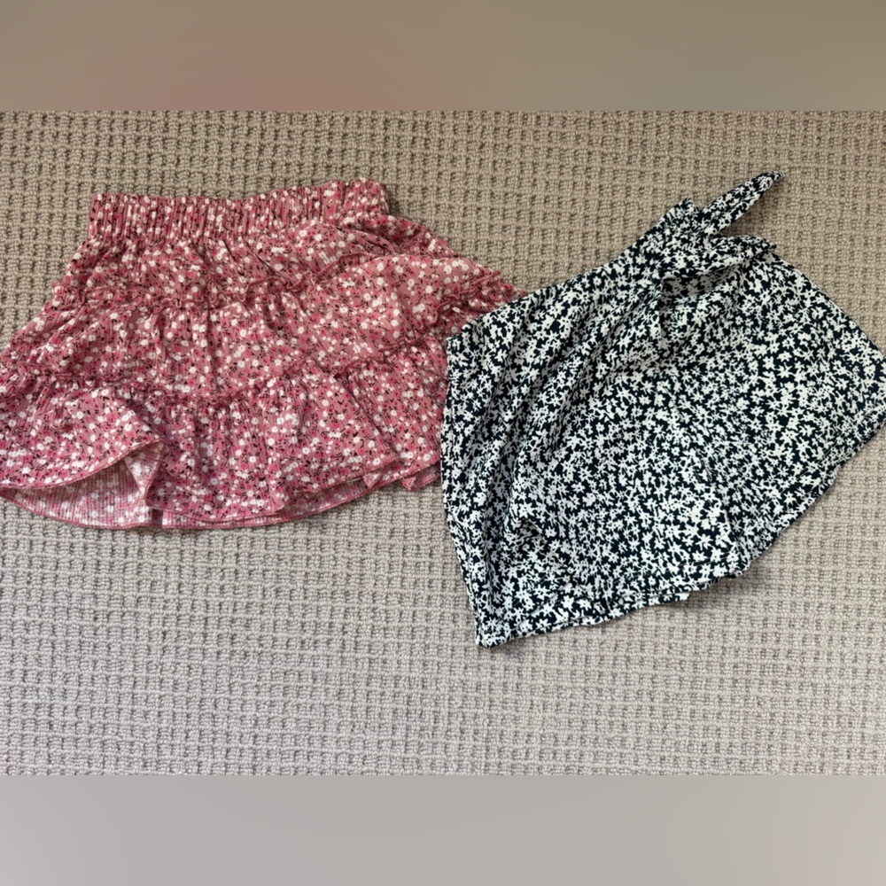 Zara Floral Ruffle Skorts - Pink and navy